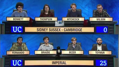 University Challenge Season 45 Episode 17 - Sidney Sussex College, Cambridge v Imperial College London