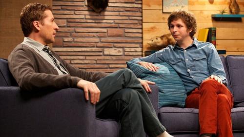 Comedy Bang! Bang! Season 1 Episode 4 - Michael Cera Wears a Blue Denim Shirt & Red Pants
