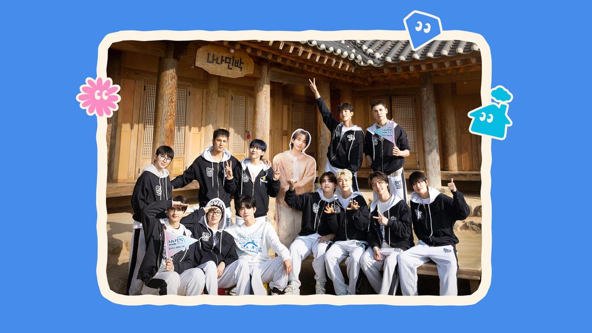 NANA bnb with SEVENTEEN backdrop